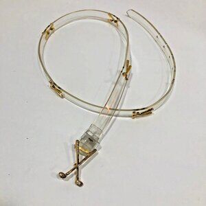 Golf Belt  Clear  PVC Medium Unisex Crossed Gold Tone Golf Clubs